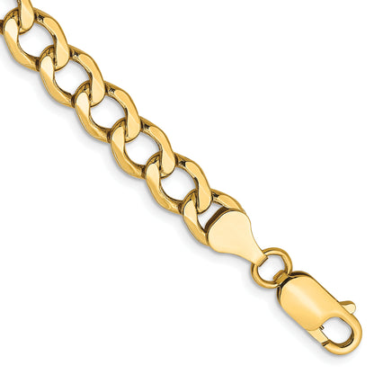 8 Inch 10k Yellow Gold 6.5mm Semi-Solid Curb Link Chain Bracelet