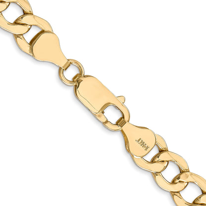 2 Inch 10k Yellow Gold 7mm Semi-Solid Curb Link Chain Necklace