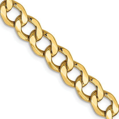2 Inch 10k Yellow Gold 7mm Semi-Solid Curb Link Chain Necklace