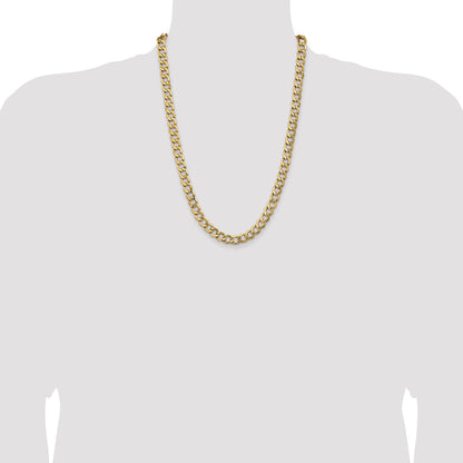 24 Inch 10K Yellow Gold 10K 9mm Semi-Solid Curb Chain Necklace