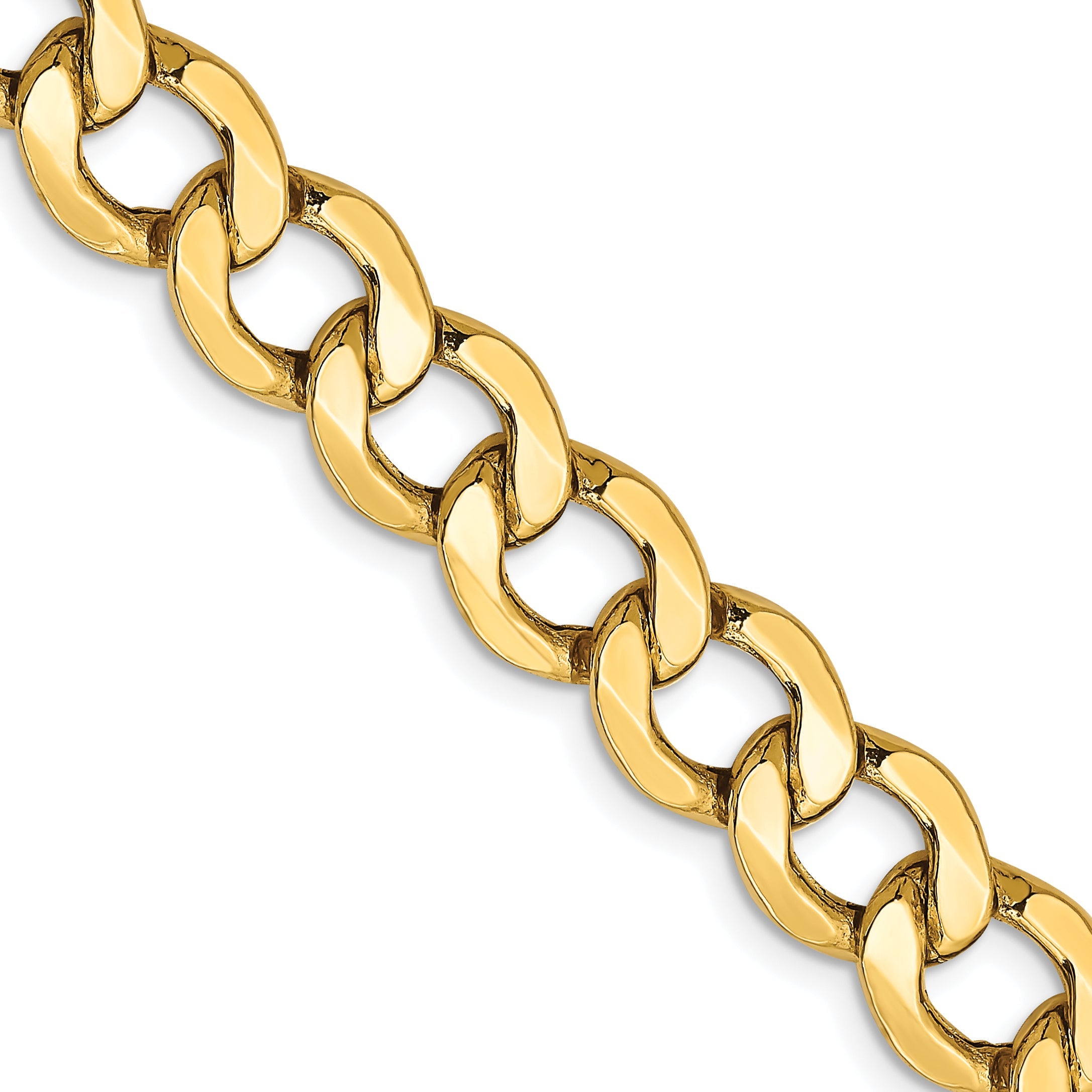 2 Inch 10K Yellow Gold 10K 9mm Semi-Solid Curb Chain Necklace