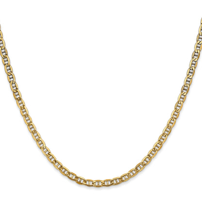 24 Inch 10k Yellow Gold 3.2mm Semi-Solid Anchor Chain Necklace