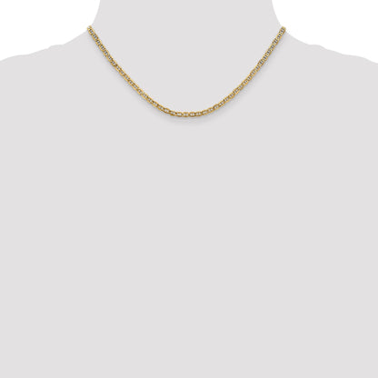 16 Inch 10k Yellow Gold 3.2mm Semi-Solid Anchor Chain Necklace