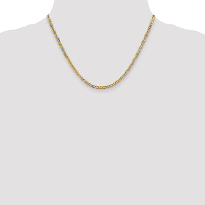 18 Inch 10k Yellow Gold 3.2mm Semi-Solid Anchor Chain Necklace