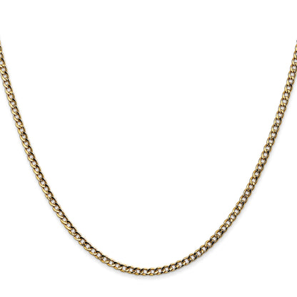 24 Inch 10k Yellow Gold 2.5mm Semi-Solid Curb Link Chain Necklace