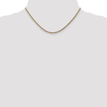 16 Inch 10k Yellow Gold 2.5mm Semi-Solid Curb Link Chain Necklace