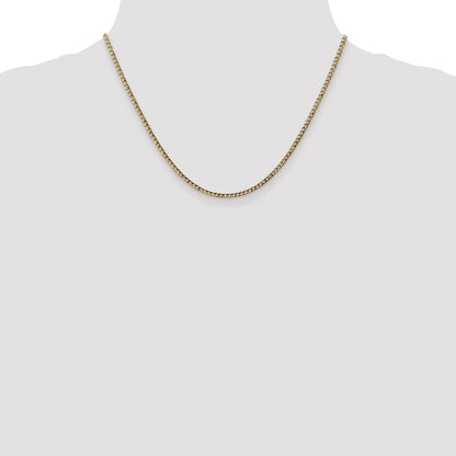 18 Inch 10k Yellow Gold 2.5mm Semi-Solid Curb Link Chain Necklace