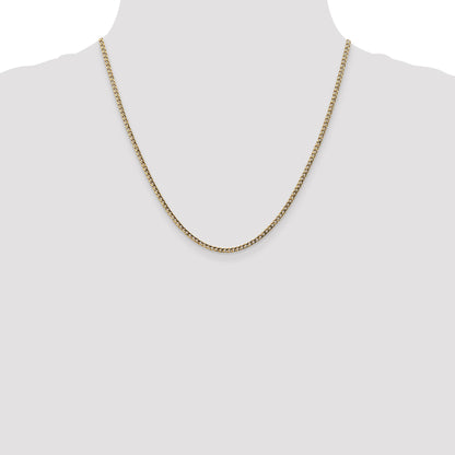 2 Inch 10k Yellow Gold 2.5mm Semi-Solid Curb Link Chain Necklace