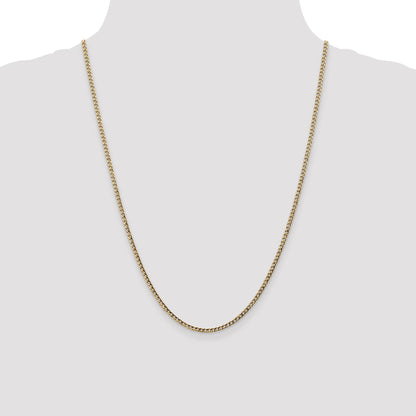 24 Inch 10k Yellow Gold 2.5mm Semi-Solid Curb Link Chain Necklace