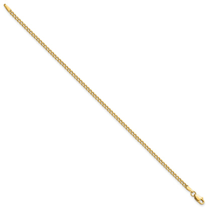 10k Yellow Gold 2.5mm Semi-Solid Curb Link Chain Anklet
