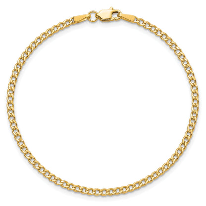 10K Yellow Gold 2.5mm Semi-Solid Curb Link Chain Anklet
