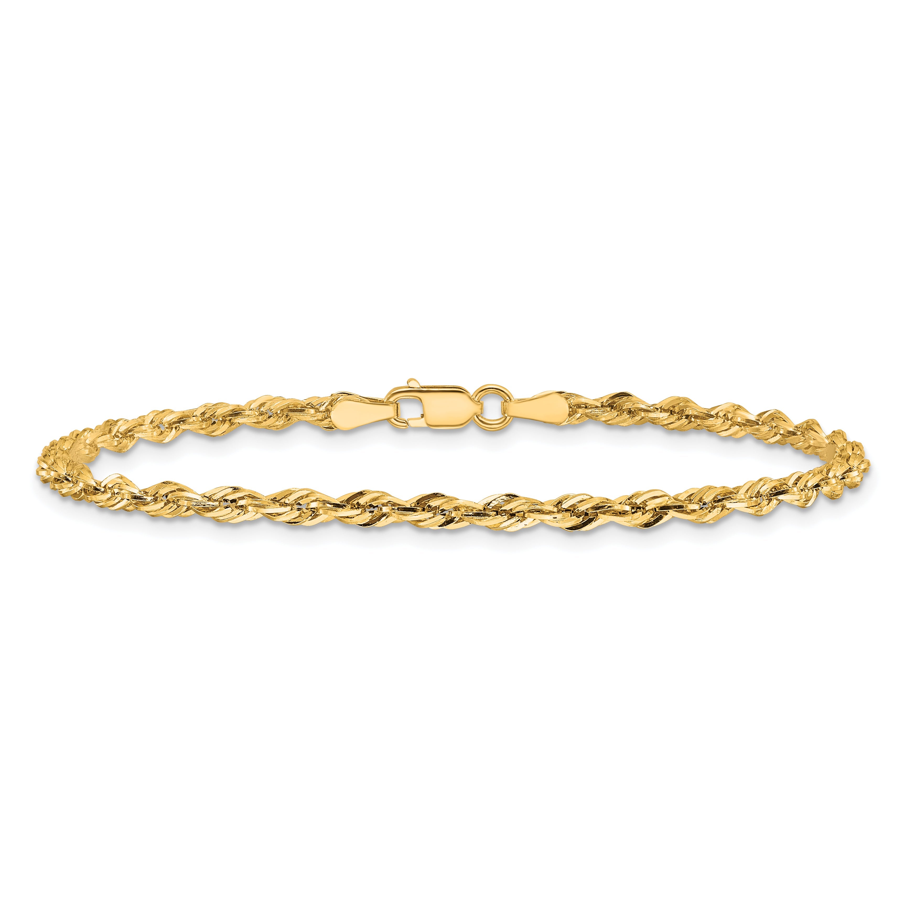 9 Inch 10K Yellow Gold 2.8mm Semi-Solid Rope Chain Anklet