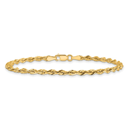 9 Inch 10K Yellow Gold 2.8mm Semi-Solid Rope Chain Anklet