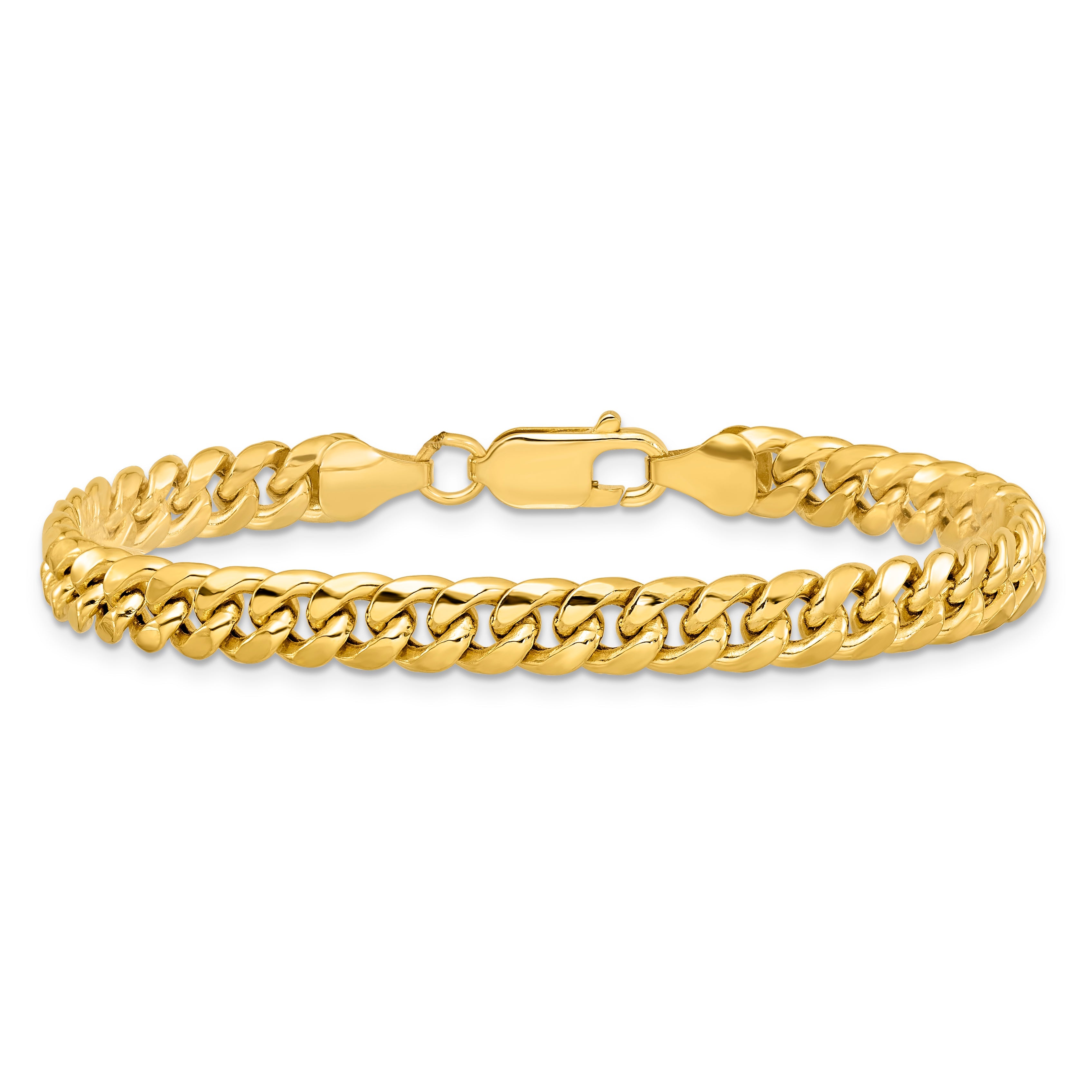 8 Inch 10K Yellow Gold 6mm Semi-Solid Miami Cuban Chain Bracelet