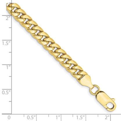 7 Inch 10K Yellow Gold 6mm Semi-Solid Miami Cuban Chain Bracelet