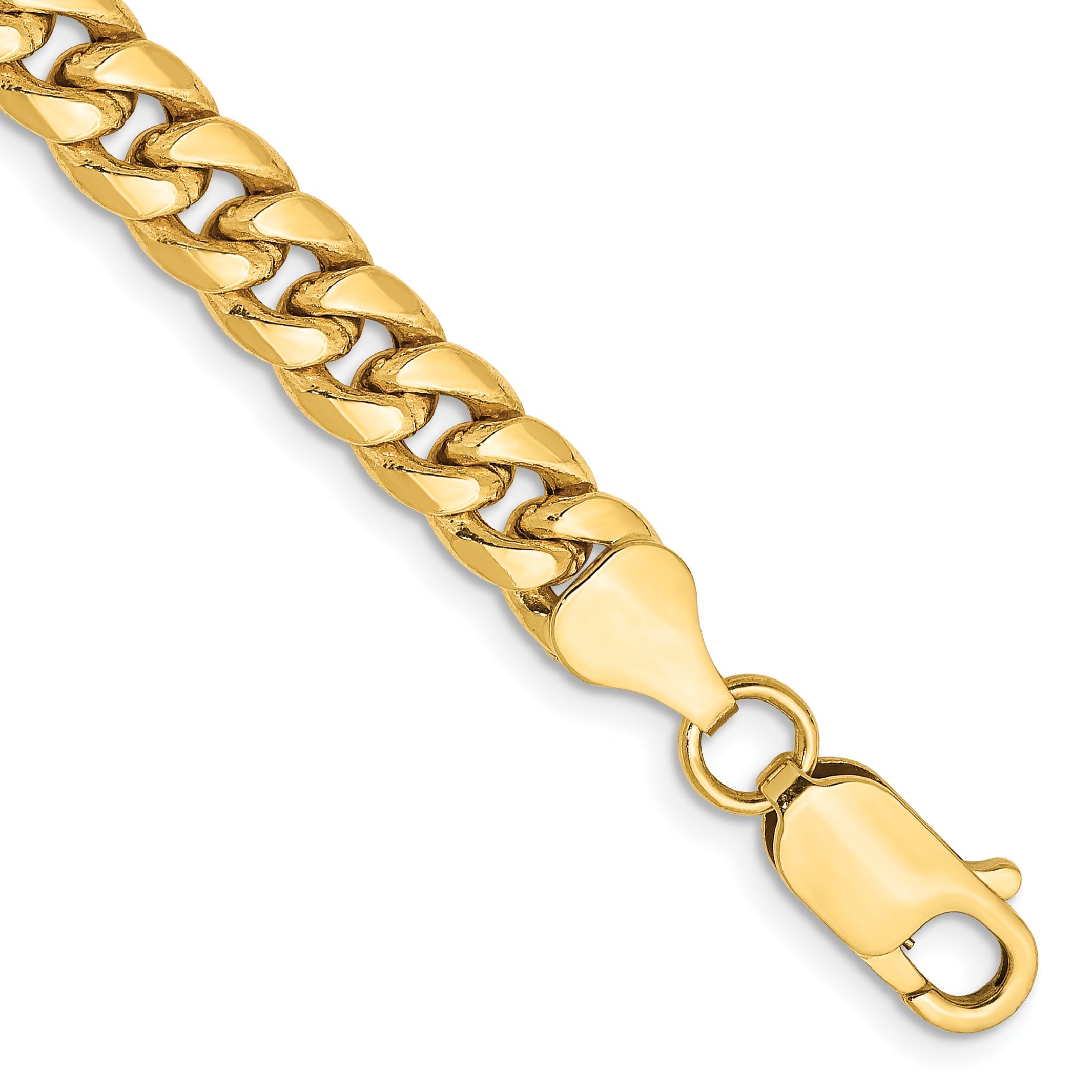 7 Inch 10K Yellow Gold 6mm Semi-Solid Miami Cuban Chain Bracelet