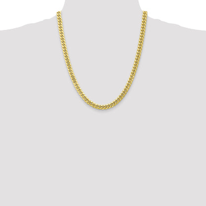 22 Inch 10K Yellow Gold 6.75mm Semi-Solid Miami Cuban Chain Necklace