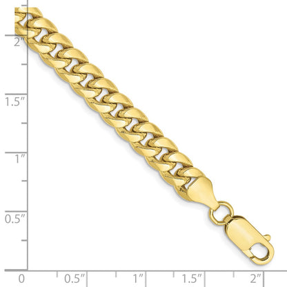 8 Inch 10K Yellow Gold 6.75mm Semi-Solid Miami Cuban Chain Bracelet
