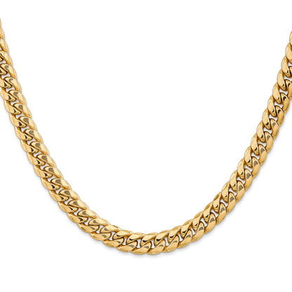 2 Inch 10k Yellow Gold 7.3mm Semi-Solid Miami Cuban Chain Necklace