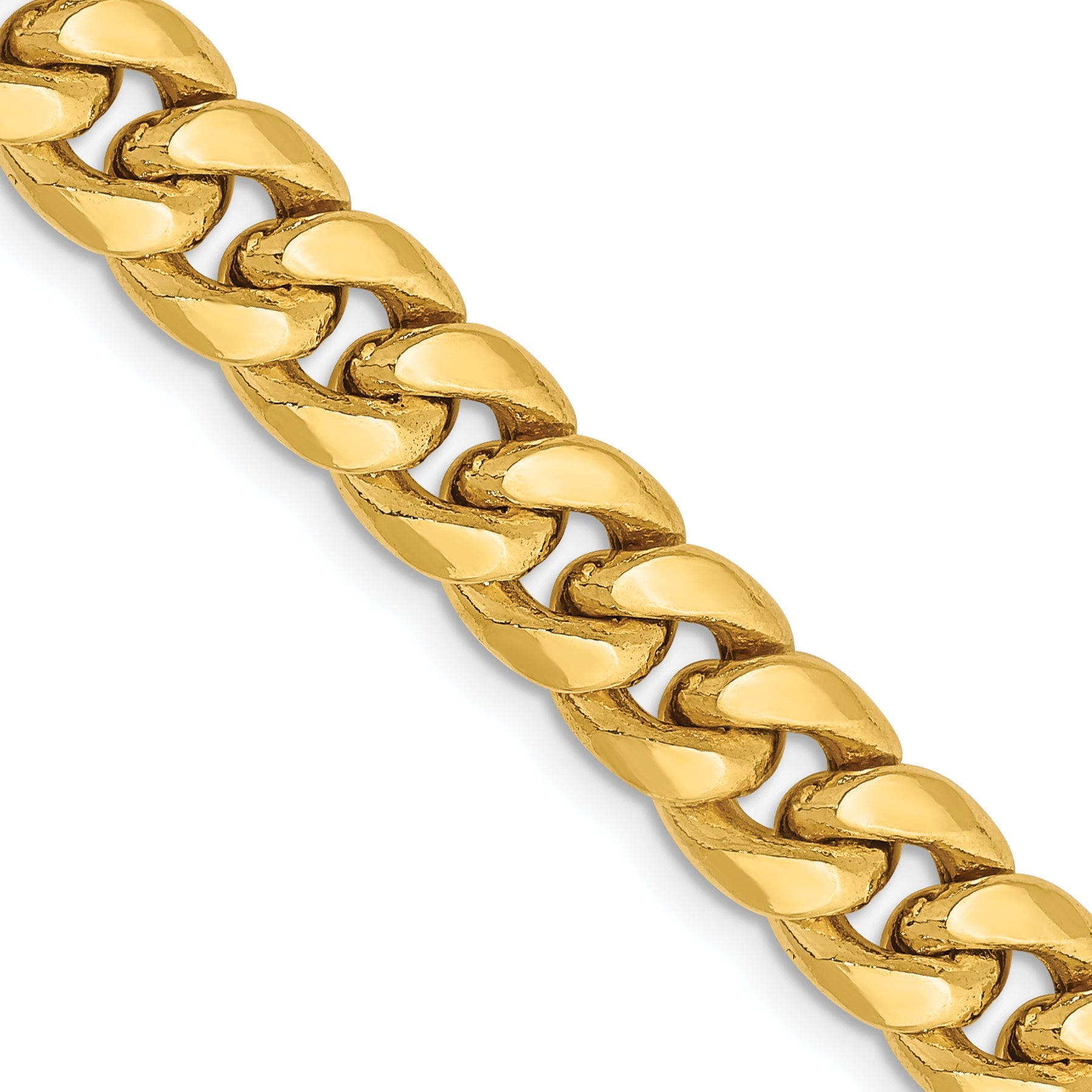 2 Inch 10k Yellow Gold 7.3mm Semi-Solid Miami Cuban Chain Necklace