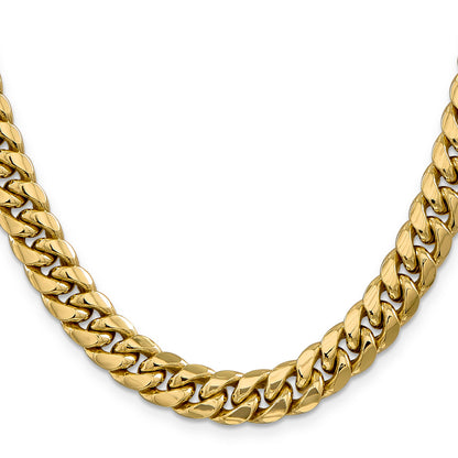 22 Inch 10k Yellow Gold 9.3mm Semi-Solid Miami Cuban Chain Necklace