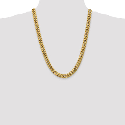 24 Inch 10k Yellow Gold 9.3mm Semi-Solid Miami Cuban Chain Necklace