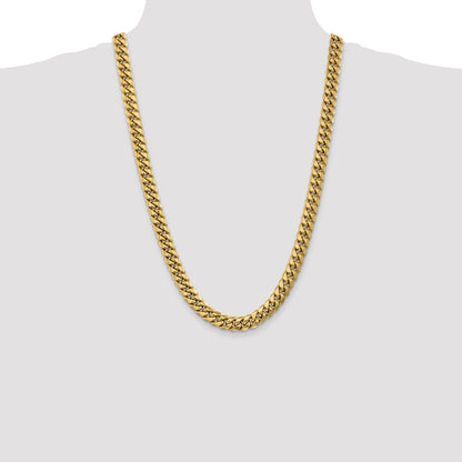 26 Inch 10k Yellow Gold 9.3mm Semi-Solid Miami Cuban Chain Necklace