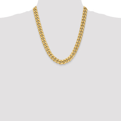 22 Inch 10k Yellow Gold 11mm Semi-Solid Miami Cuban Chain Necklace