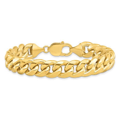 1 Inch 10K Yellow Gold 11mm Semi-Solid Miami Cuban Chain Bracelet