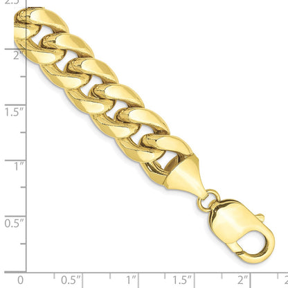 9 Inch 10k Yellow Gold 11mm Semi-Solid Miami Cuban Chain Bracelet