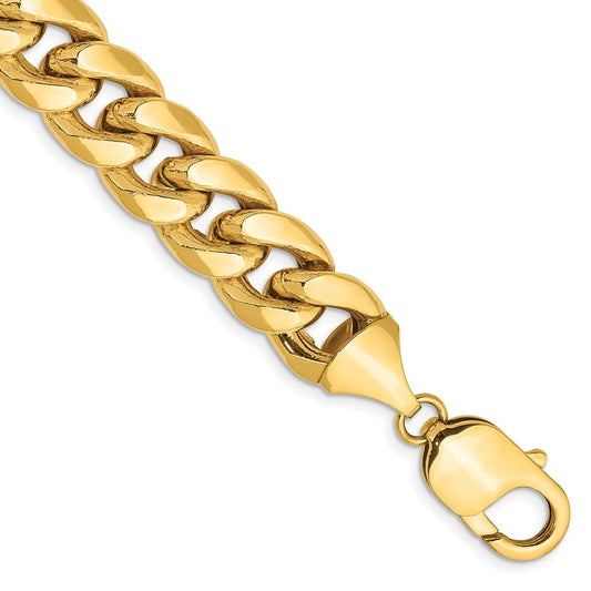 1 Inch 10K Yellow Gold 11mm Semi-Solid Miami Cuban Chain Bracelet