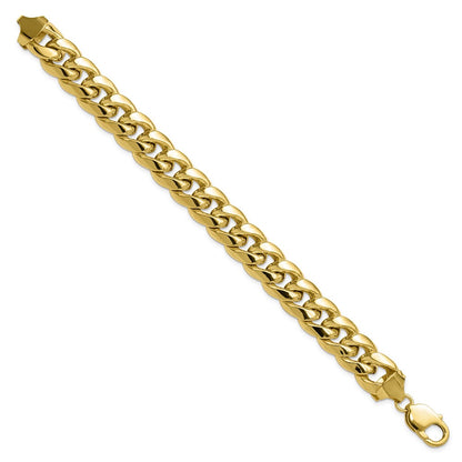 8 Inch 10K Yellow Gold 10K 13.2mm Semi-Solid Miami Cuban Chain Bracelet