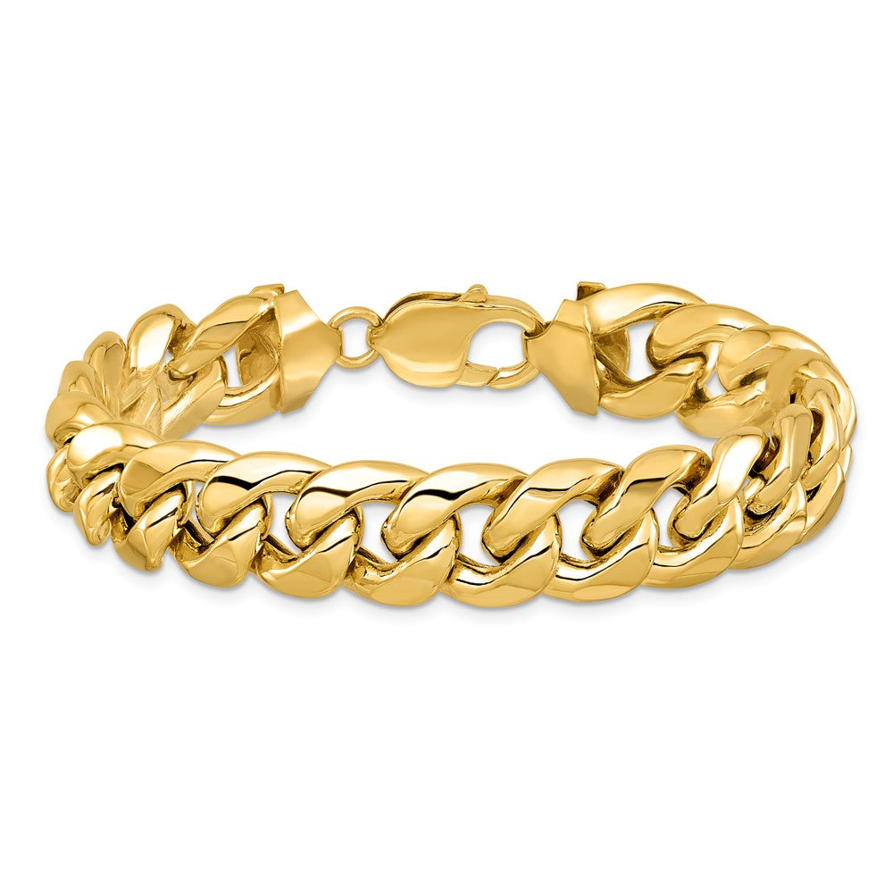 8 Inch 10K Yellow Gold 10K 13.2mm Semi-Solid Miami Cuban Chain Bracelet