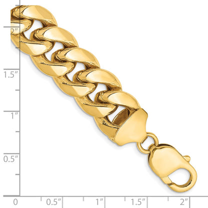 8 Inch 10K Yellow Gold 10K 13.2mm Semi-Solid Miami Cuban Chain Bracelet