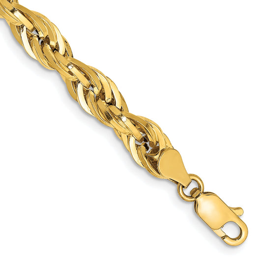 9 Inch 10K Yellow Gold 5.4mm Semi-Solid Rope Chain Anklet