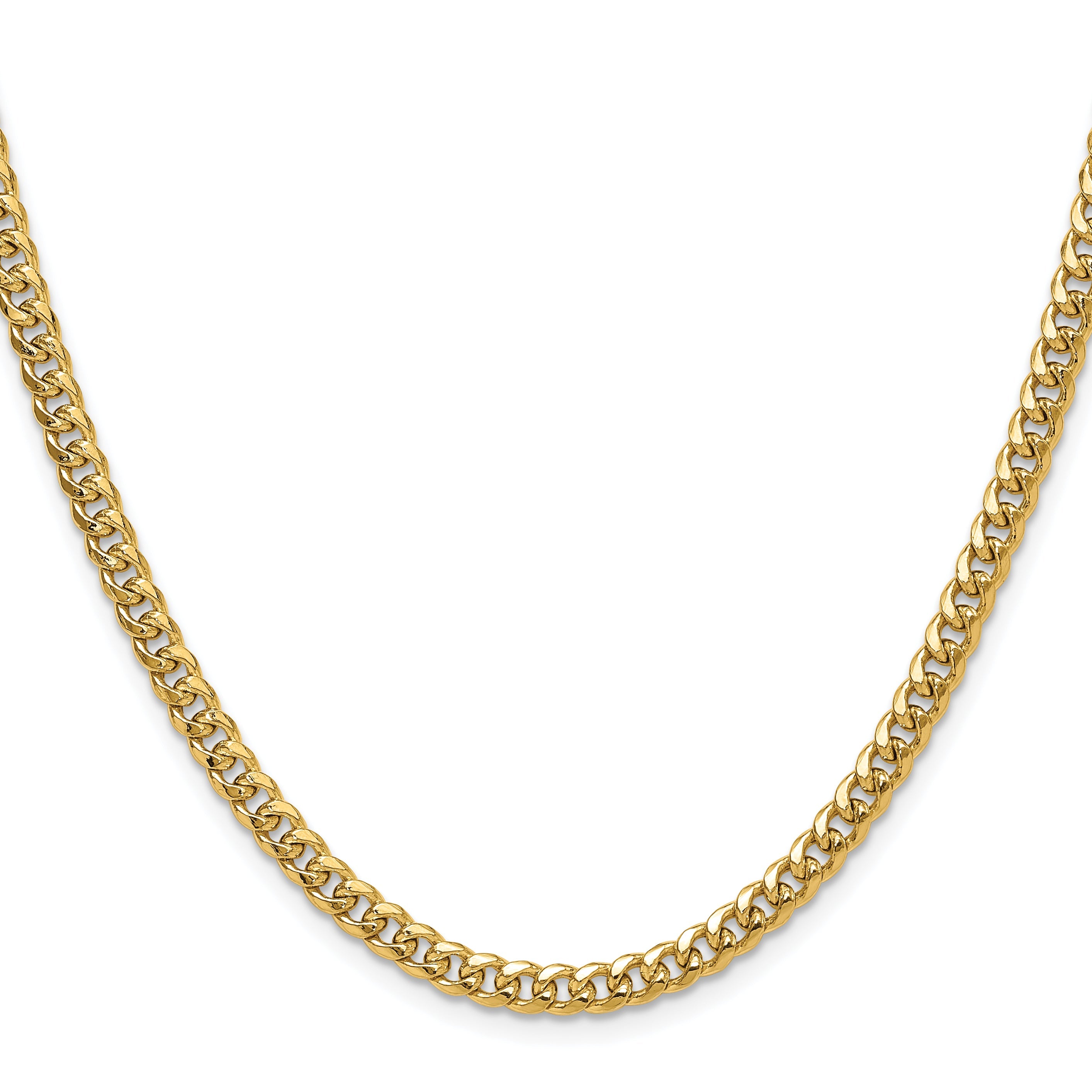 18 Inch 10K Yellow Gold 4.5mm Semi-Solid Miami Cuban Chain Necklace