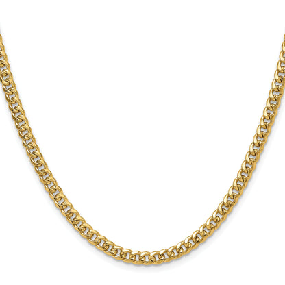 18 Inch 10K Yellow Gold 4.5mm Semi-Solid Miami Cuban Chain Necklace