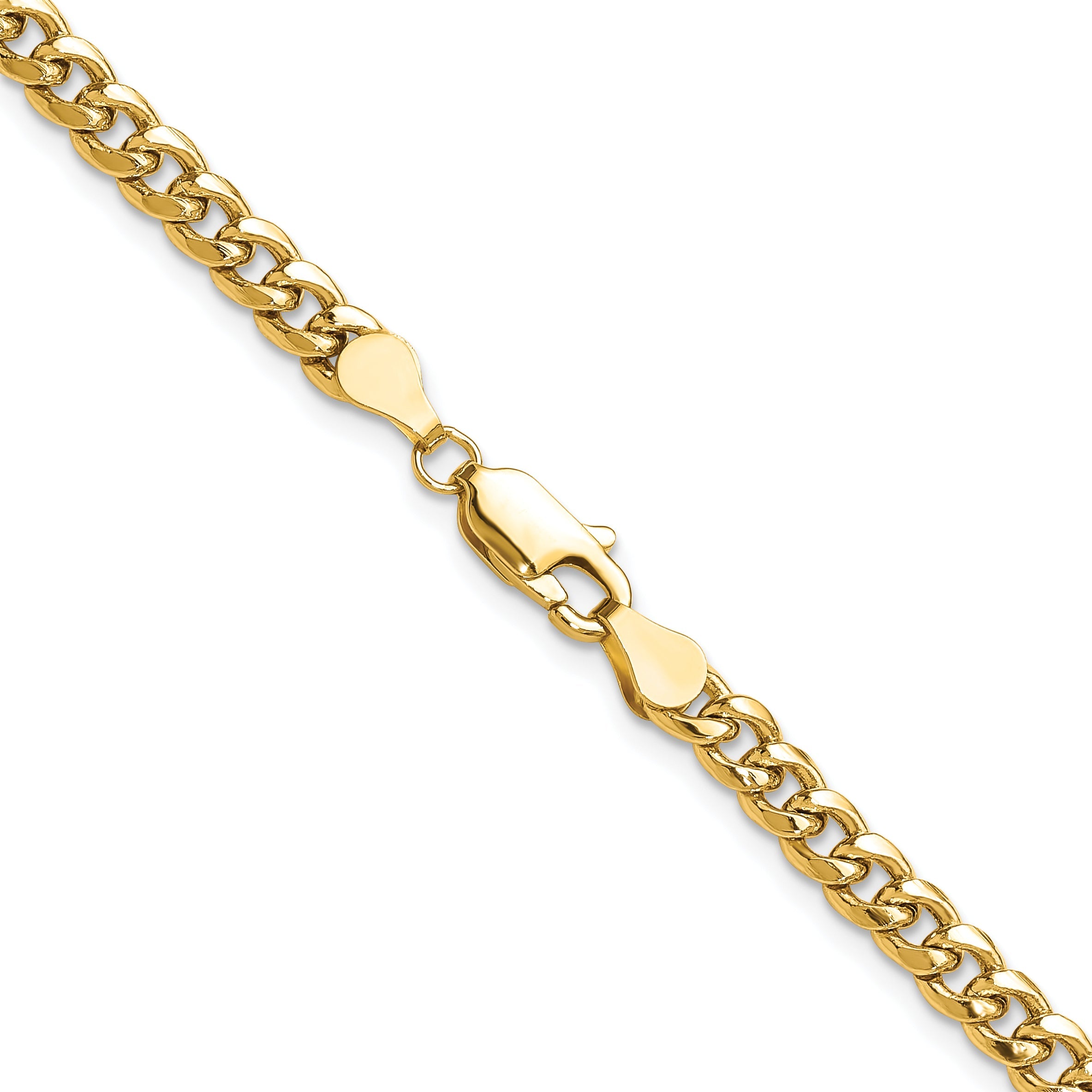 2 Inch 10K Yellow Gold 4.5mm Semi-Solid Miami Cuban Chain Necklace