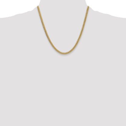 2 Inch 10K Yellow Gold 4.5mm Semi-Solid Miami Cuban Chain Necklace