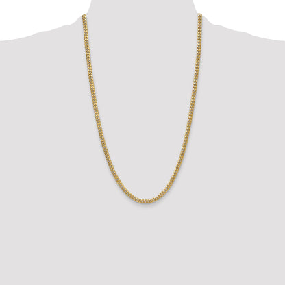 26 Inch 10K Yellow Gold 4.5mm Semi-Solid Miami Cuban Chain Necklace