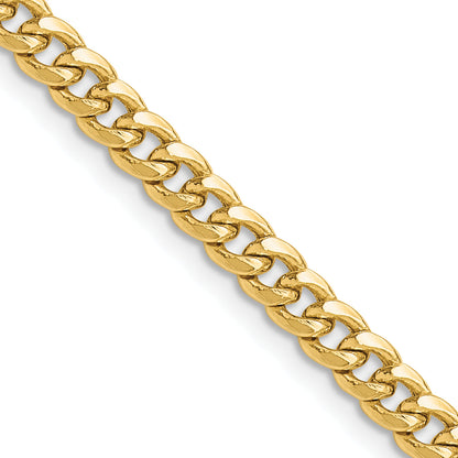 26 Inch 10K Yellow Gold 4.5mm Semi-Solid Miami Cuban Chain Necklace