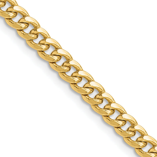 2 Inch 10K Yellow Gold 4.5mm Semi-Solid Miami Cuban Chain Necklace