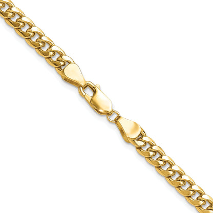 24 Inch 10K Yellow Gold 5.25mm Semi-Solid Miami Cuban Chain Necklace
