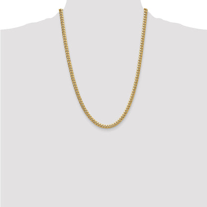 24 Inch 10K Yellow Gold 5.25mm Semi-Solid Miami Cuban Chain Necklace
