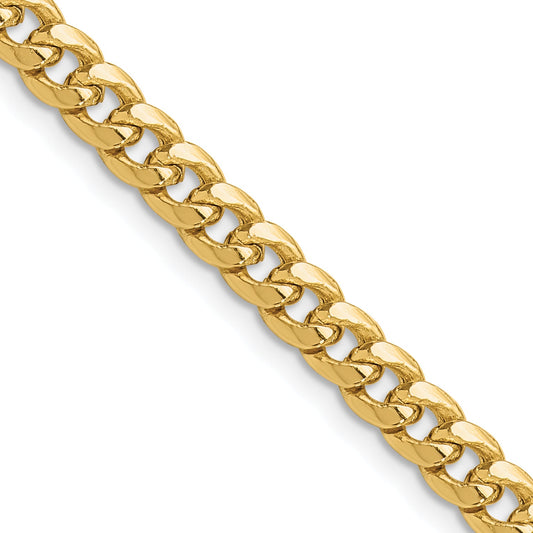 24 Inch 10K Yellow Gold 5.25mm Semi-Solid Miami Cuban Chain Necklace