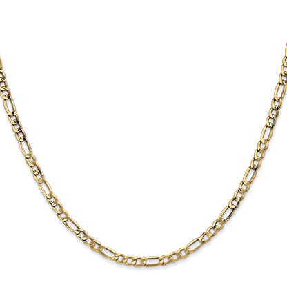 18 Inch 10k Yellow Gold 3.5mm Semi-Solid Figaro Chain Necklace
