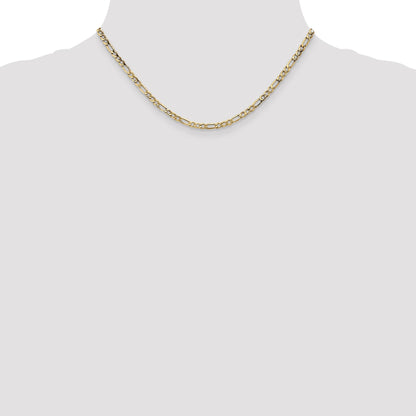 16 Inch 10k Yellow Gold 3.5mm Semi-Solid Figaro Chain Necklace