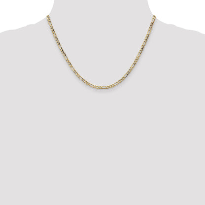 18 Inch 10k Yellow Gold 3.5mm Semi-Solid Figaro Chain Necklace