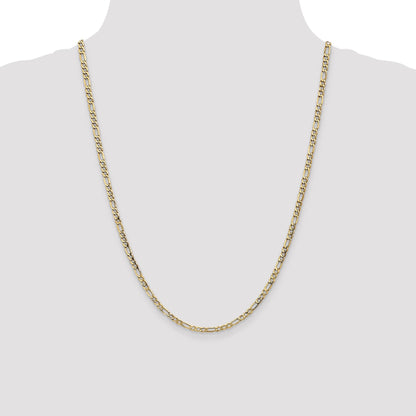 24 Inch 10k Yellow Gold 3.5mm Semi-Solid Figaro Chain Necklace