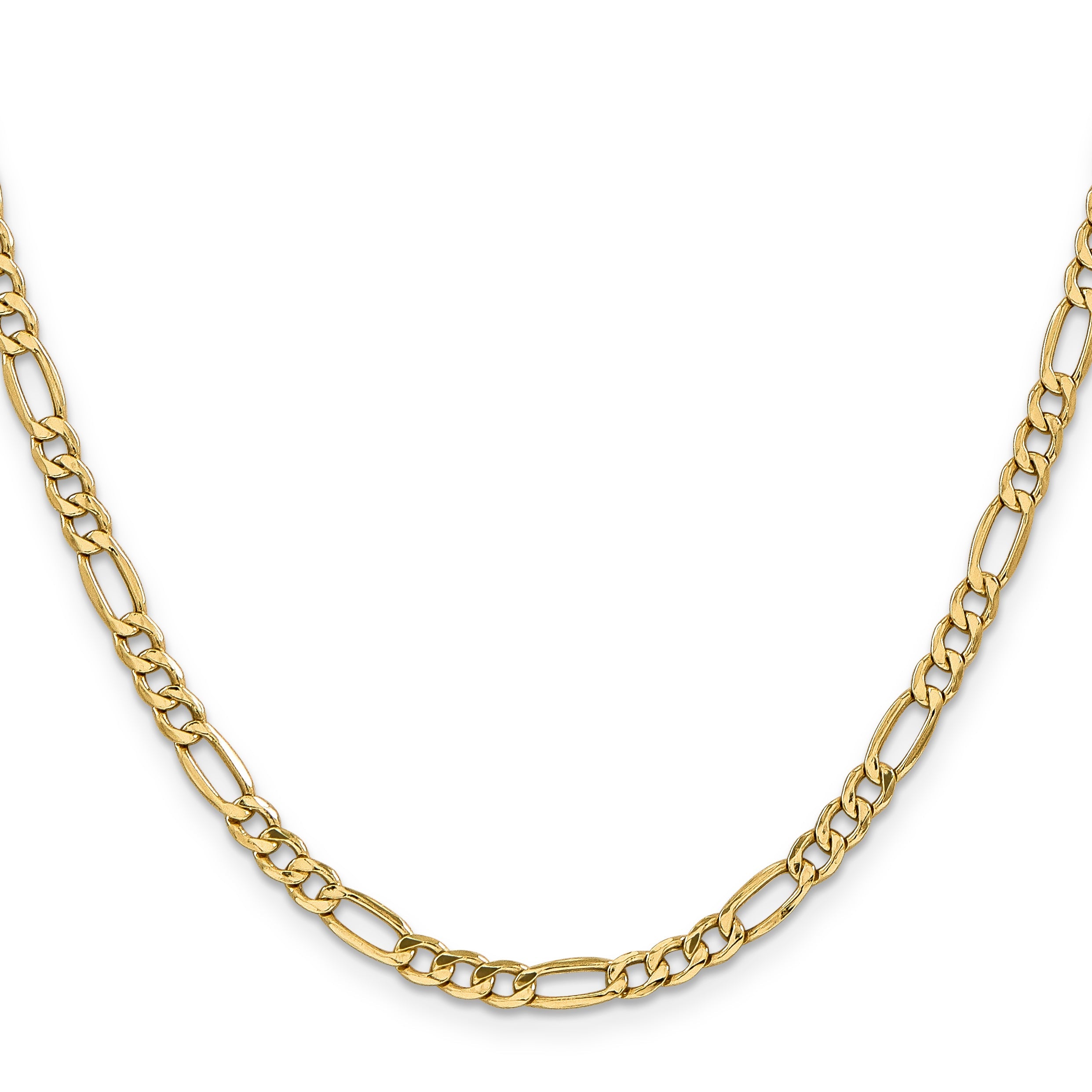26 Inch 10k Yellow Gold 4.4mm Semi-Solid Figaro Chain Necklace